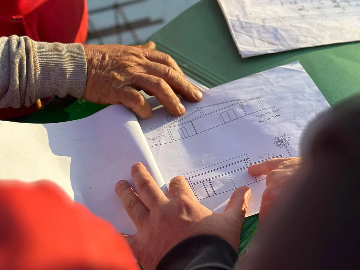 A construction team walking a live site together